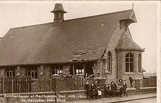 Daños en la igleia de St. Barnabas.