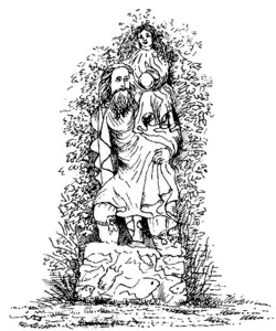 Dibujo del siglo XIX que reproduce el San Cristobalón del priorato de Norton.