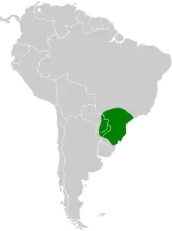 Distribución geográfica del colibrí copetón sureño.
