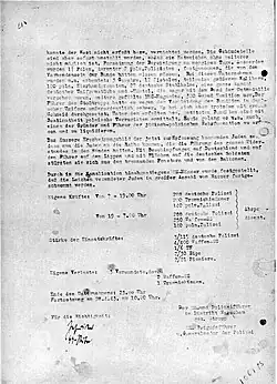 Continuación 27 de abril de 1943 que describe la lucha contra una Wehrformation jüdisch-polnische - "Formación de combate judío-polaca"