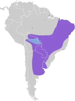 Distribución geográfica del fiofío suirirí.