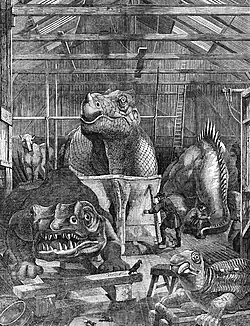 El estudio de Sydenham, mientras realizaba los dinosaurios a tamaño natural para el parque del The Crystal Palace.