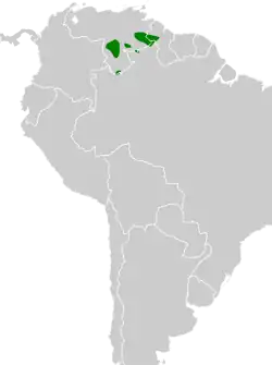 Distribución geográfica del ticotico gorgiblanco.