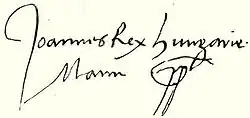 Firma de Juan I de Hungría