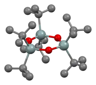 Modelo de bolas y palos de (((CH 3) 3C) 2SnO) 3.