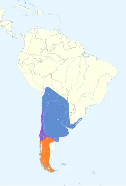 Morado: Todo el año Naranjo: Solo en época reproductiva Azul: Solo en época no reproductiva
