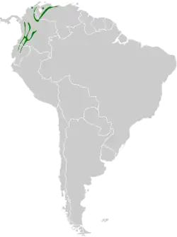 Distribución geográfica de la tangara coroninegra.