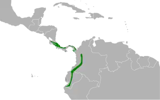 Distribución geográfica de la tangara goliplateada.