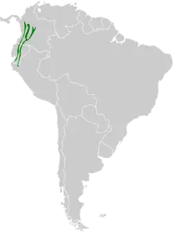 Distribución geográfica de la tangara nuquigualda.