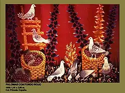 Palomas con fondo rojo, 1959