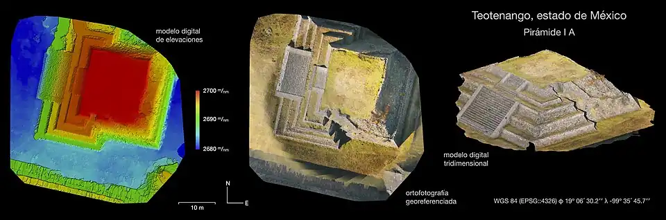 Utilizando imágenes en alta resolución de un vehículo aéreo no tripulado (dron), se obtienen productos como la fotogrametría digital georreferenciada para el estudio y divulgación de la arqueología.