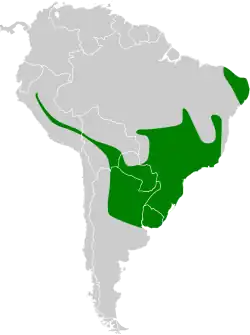 Distribución geográfica del batará variable.