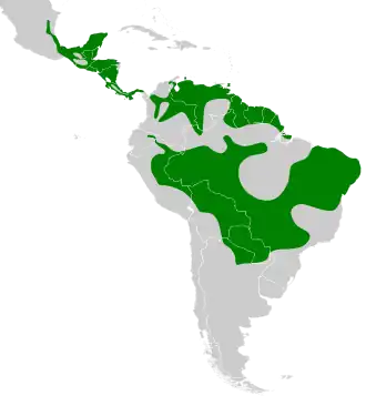 Distribución geográfica del batará barrado.