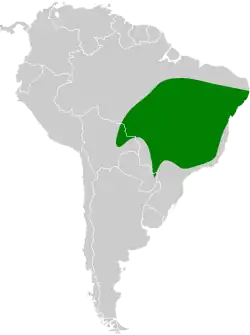 Distribución geográfica del batará alirrufo.