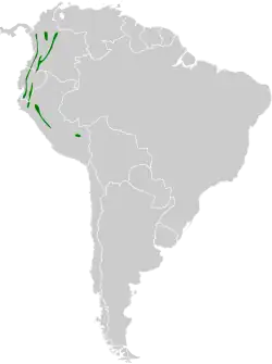 Distribución geográfica del batará unicolor.