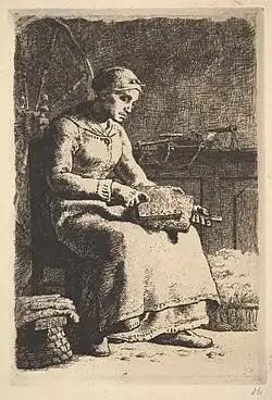 La cardadora (1855), de Jean-François Millet, Museo Metropolitano de Arte, Nueva York