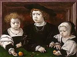 Los tres hijos del rey Christian II de Dinamarca,[36]​ de Jan Gossaert (Mabuse), 1525. La obra de este pintor es ya muy clasicista. Entre los retratistas flamencos posteriores destacó Antonio Moro (activo desde 1541).