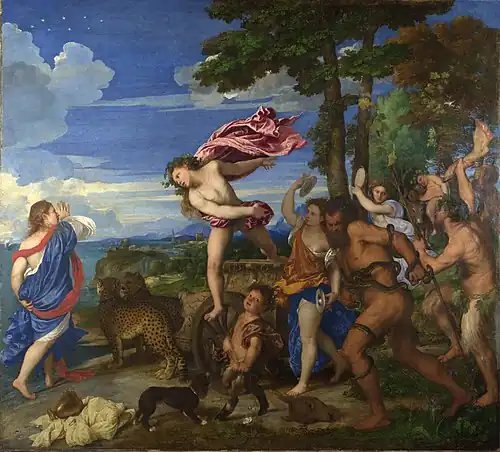 Baco y Ariadna Óleo sobre lienzo, 175 x 190 cm, National Gallery de Londres.