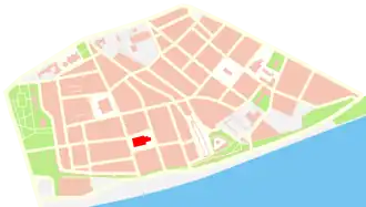 Localización en el mapa de la ciudad vieja.