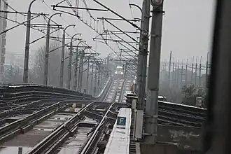 Trazado de la línea 5 cerca de la estación de Calle Dongchuan.