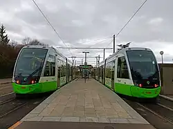 2 unidades de la serie 600 del tranvía de Vitoria en Abetxuko