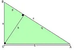 Triángulo utilizado para describir las propiedades.
