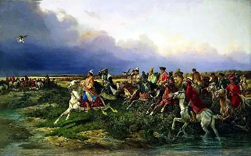 Cetrería con el Zar Alexis I y sus boyardos