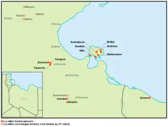Distribución de las lenguas zenati orientales.