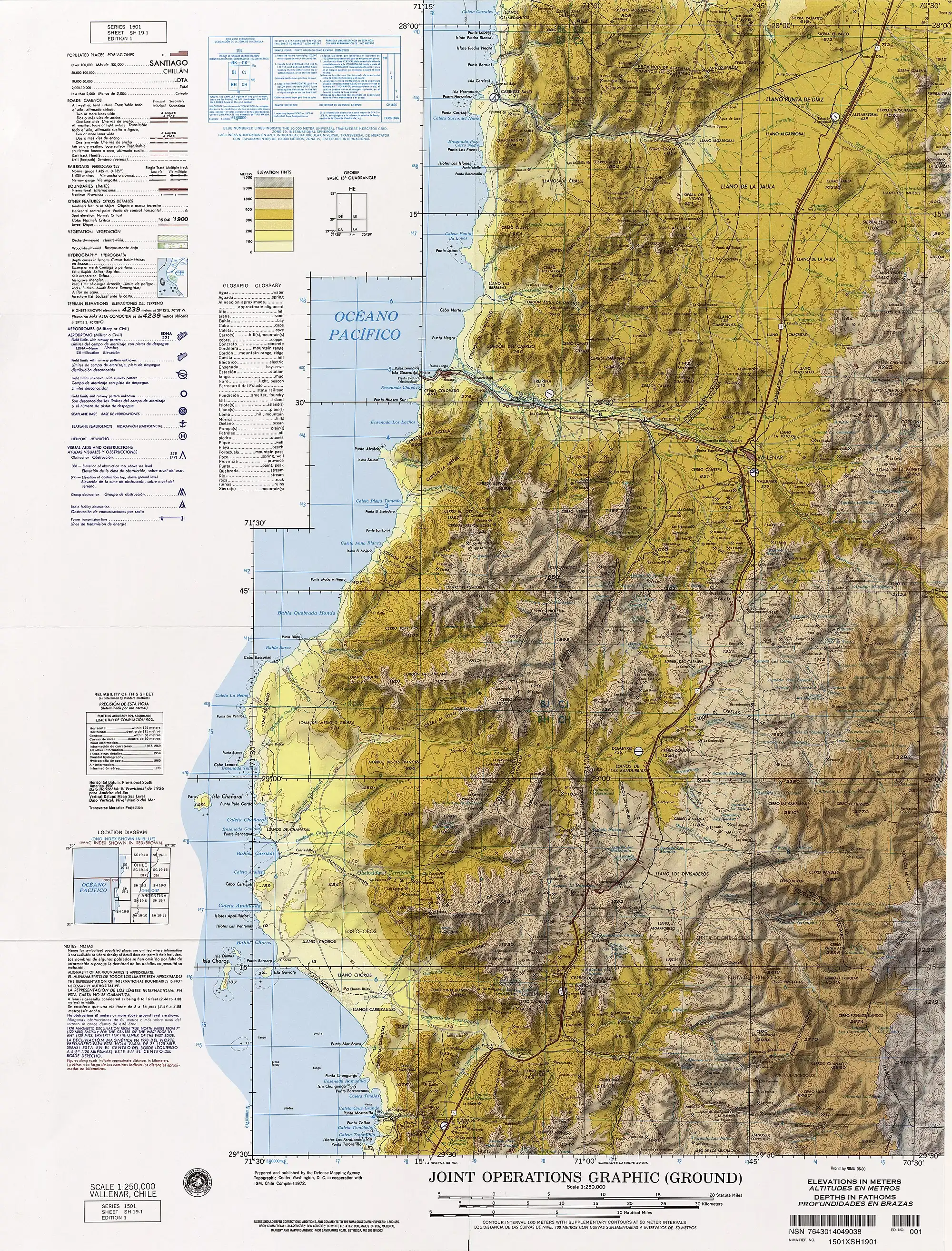 La isla en una sección de un mapa de las FF.AA. de los EE. UU.