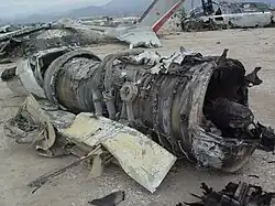 Uno de los motores del DC-9-15F.