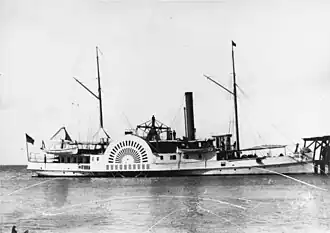 USS&nbsp;Delaware&nbsp;(1861). La viga andante en forma de diamante de la embarcación se puede ver claramente en medio del barco