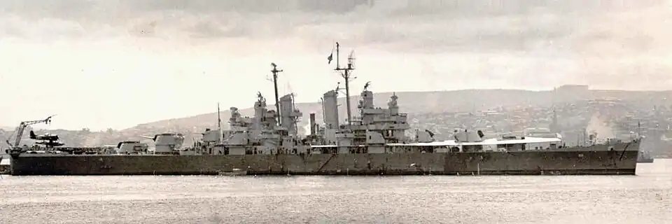 El Little Rock como crucero ligero CL-92 en Valparaíso en 1946