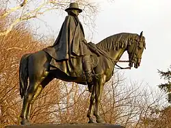 Bronze statue of a man on a horse