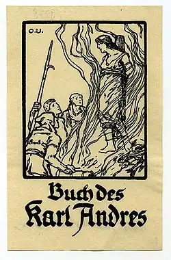 Ex libris para Karl Andres, La quema de las brujas, 1920