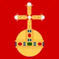 En la bandera de Uppsala, el globo del globus cruciger está estilizado como un mapa T-and-O ,