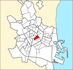 Localización del barrio en Valencia.