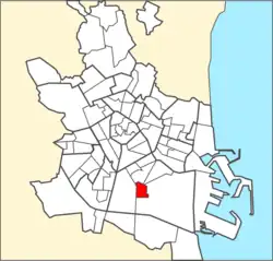 Localización del barrio en Valencia.