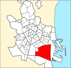 Localización del barrio en Valencia.