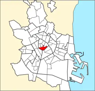 Localización del barrio de San Francisco dentro de Valencia.