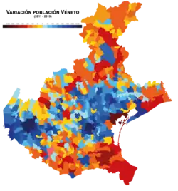 Crecimiento de la población entre 2011 y 2019