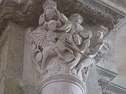 San Huberto en un capitel de la basílica de Vézelay.