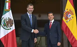El rey Felipe VI y el presidente Enrique Peña Nieto en la Ciudad de México, 2015.
