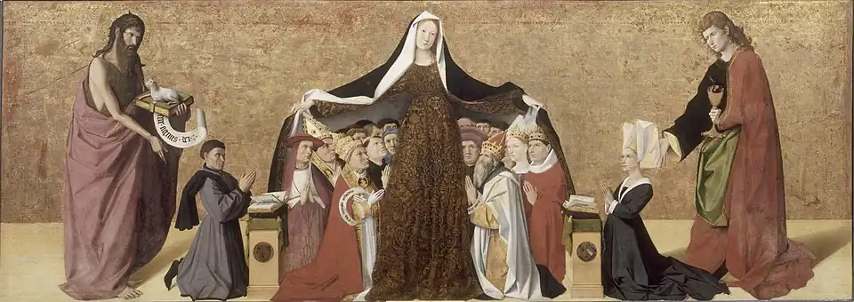 Virgen de la Misericordia de la familia Cadard, de Enguerrand Quarton, 1452.