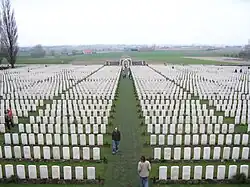 Cementerio militar de la Primera Guerra Mundial de Tyne Cot en el Saliente de Ypres, en Bélgica