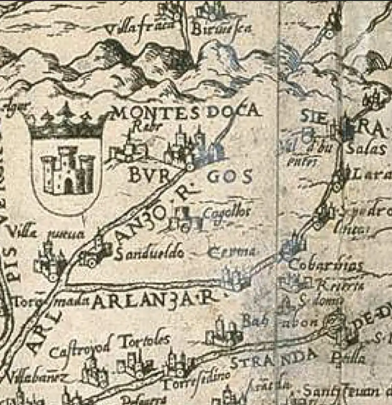 Cogollos en 1551. Mapa de Vincentius Corsulensis.