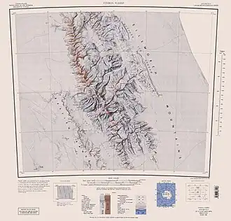 Cordillera Sentinel central y meridional, mapa USGS