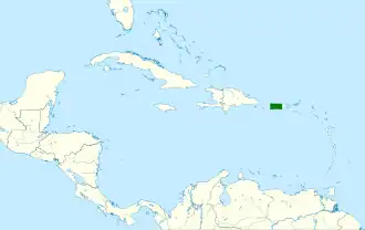 Distribución geográfica del vireo puertorriqueño.