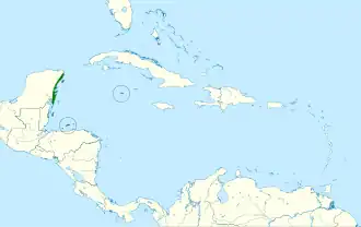 Distribución geográfica del vireo yucateco.