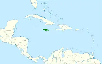Distribución geográfica del vireo jamaicano.
