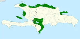 Distribución geográfica del vireo de La Española.